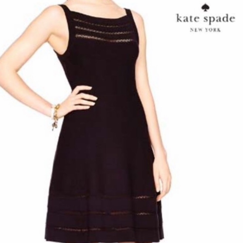 Kate Spade Open Cable Knit Sweater Dress: Black